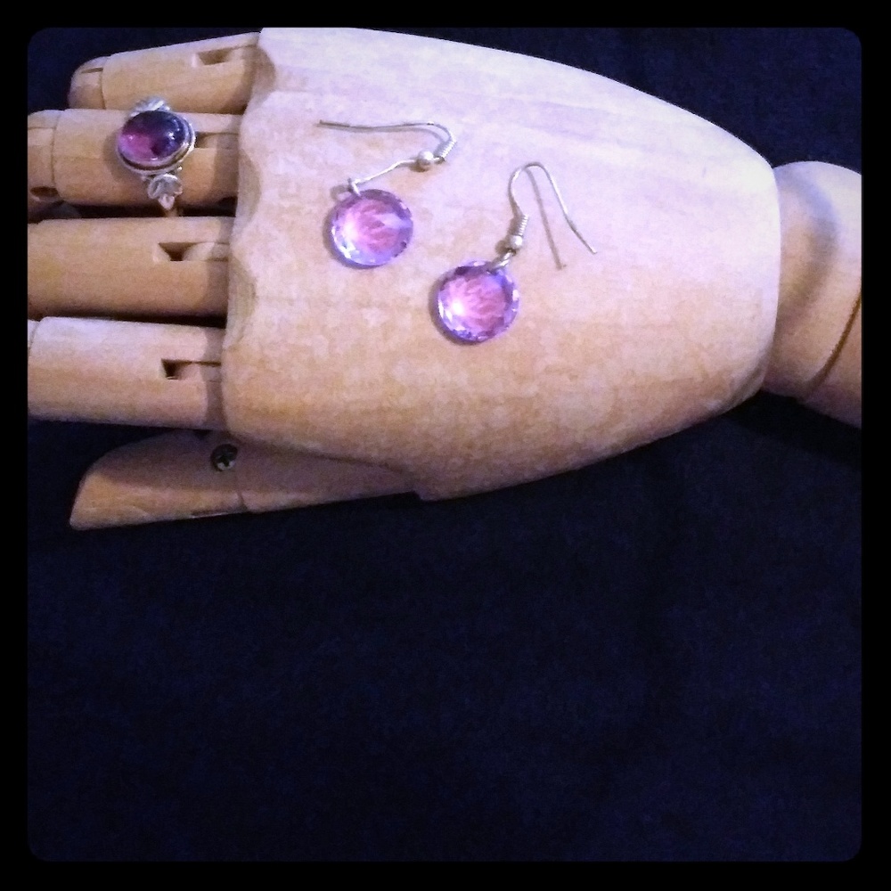 Purple Ring & Earring Set